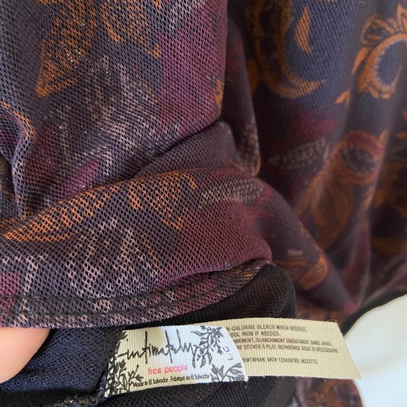 Free People Mesh Paisley Print Bodysuit Sz L - Picture 4 of 4